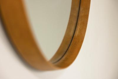 Round Mirror with Beech Frame Italy 1960s