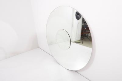 Round Mirror with New LED Lights 1970s