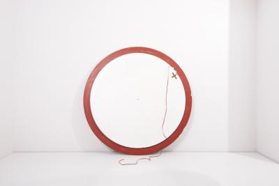 Round Mirror with New LED Lights 1970s