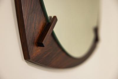 Round Mirror with Outward Curved Rosewood Frame Italy 1960s