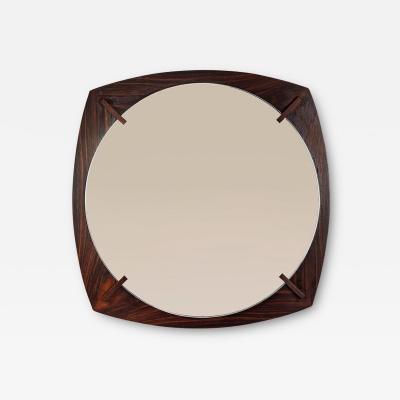 Round Mirror with Outward Curved Rosewood Frame Italy 1960s