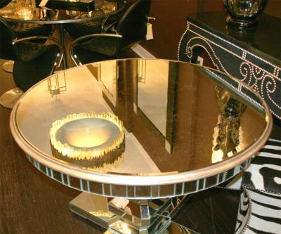 Round Mirrored Center Hall Table