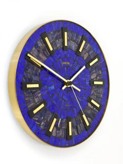 Round Modernist Blue Mosaic Wall Clock Europa Germany 1950s