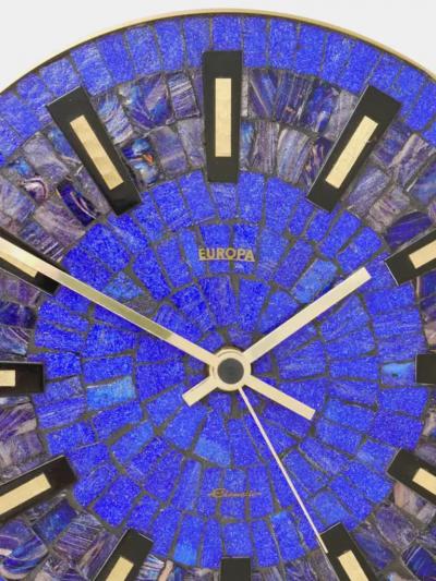 Round Modernist Blue Mosaic Wall Clock Europa Germany 1950s
