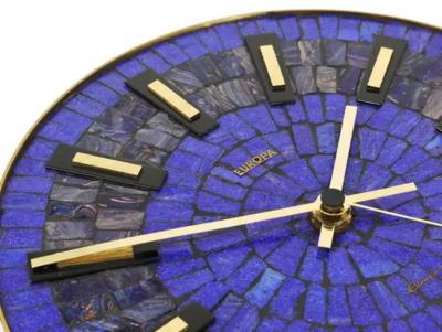 Round Modernist Blue Mosaic Wall Clock Europa Germany 1950s
