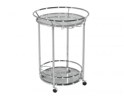 Round Polished Metal Bar Cart