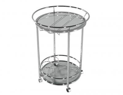 Round Polished Metal Bar Cart