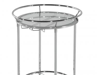 Round Polished Metal Bar Cart