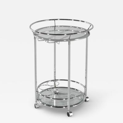 Round Polished Metal Bar Cart