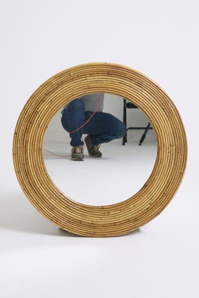 Round Rattan Mirror