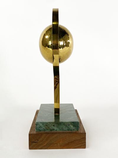 Round Sculpture in Brass with Rectangular Base