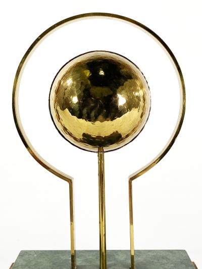 Round Sculpture in Brass with Rectangular Base
