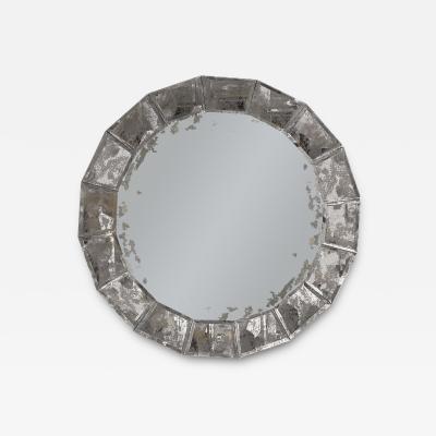 Round Segmented Antiqued Mirror Framed Mirror