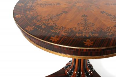 Round Shape Marquetry Top Pedestal Center Table
