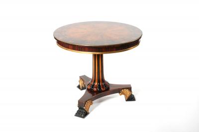 Round Shape Marquetry Top Pedestal Center Table