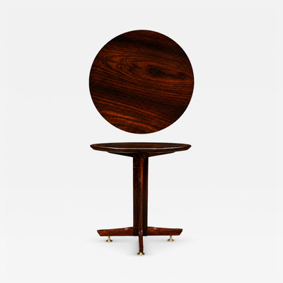 Round Side Table in Brazilian Rosewood with Brass Feet Brazil 1950s