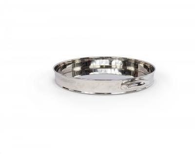 Round Silver Metal Tray with Handles
