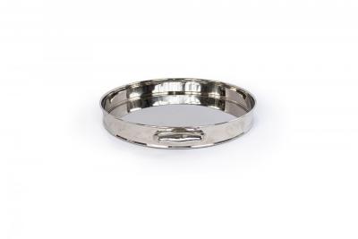 Round Silver Metal Tray with Handles