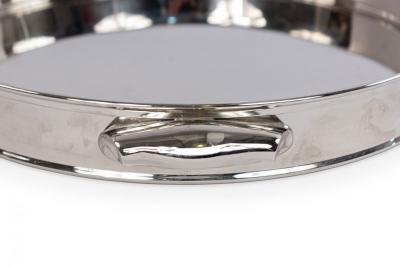 Round Silver Metal Tray with Handles