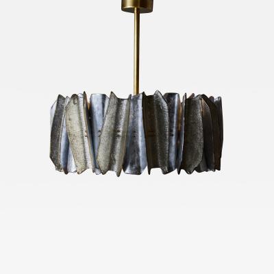 Round Silver and Champagne Murano Glass Chandelier