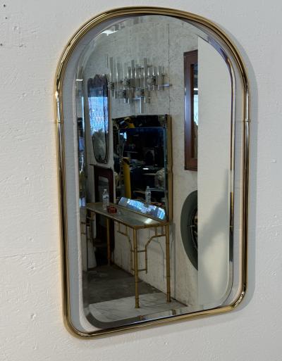 Round Top Vintage Wall Mirror with Brass Frame 1960s