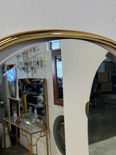 Round Top Vintage Wall Mirror with Brass Frame 1960s