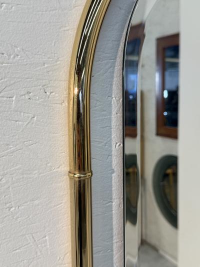 Round Top Vintage Wall Mirror with Brass Frame 1960s