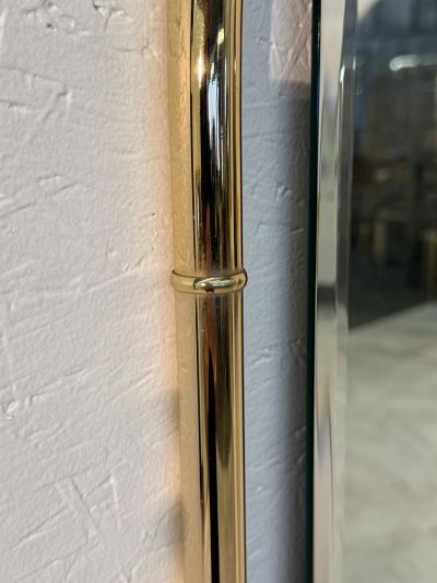 Round Top Vintage Wall Mirror with Brass Frame 1960s