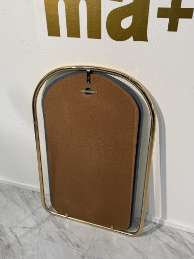 Round Top Vintage Wall Mirror with Brass Frame 1960s