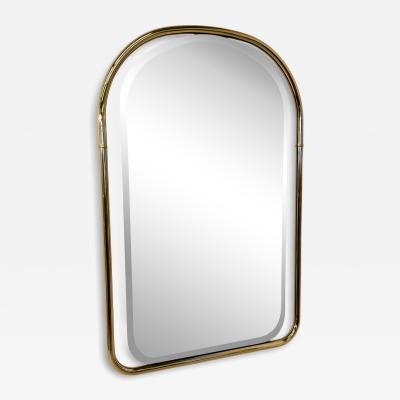 Round Top Vintage Wall Mirror with Brass Frame 1960s