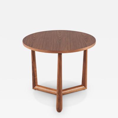 Round Walnut Accent Side Table