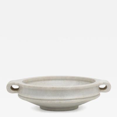 Round White Marble Bowl with Handles
