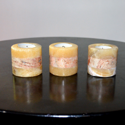 Round based Onyx Candle Holder with band
