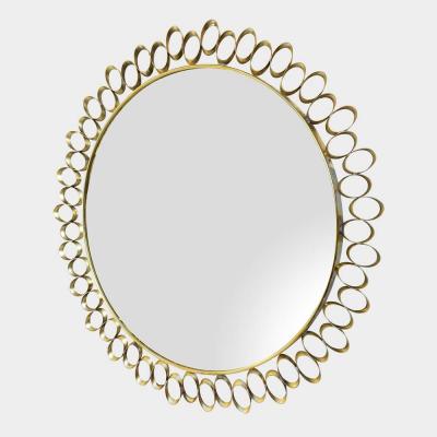 Round sculptural brass midcentury style mirror