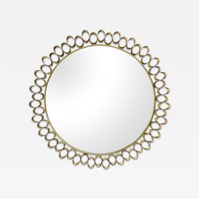 Round sculptural brass midcentury style mirror