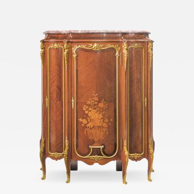 Roux et Brunet Ormolu mounted Mahogany Satin and Fruitwood Marquetry Cabinet
