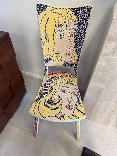 Roy Lichtenstein American Modern Pop Art Ceramic Mosaic Chair