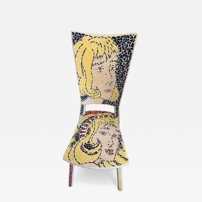 Roy Lichtenstein American Modern Pop Art Ceramic Mosaic Chair