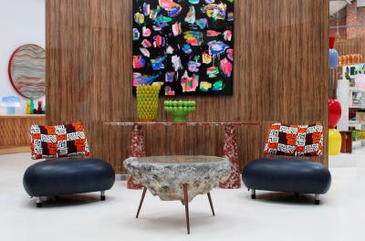 Roy de Scheemaker Postmodern Scheemaker Pallone For Ledoux Leather And Fabric Dutch Armchairs 1989