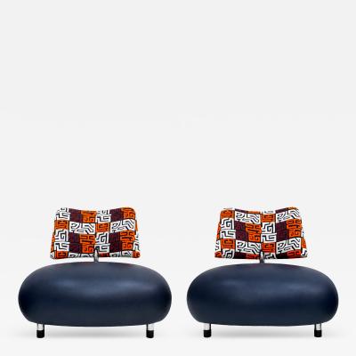 Roy de Scheemaker Postmodern Scheemaker Pallone For Ledoux Leather And Fabric Dutch Armchairs 1989