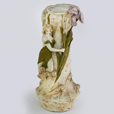 Royal DUX BOHEMIA Royal Dux Bohemia Water Lily Nymph Art Nouveau Vase