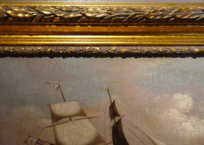 Royal Navy Gun Brig Oil Painting on Canvas Early 19th Century