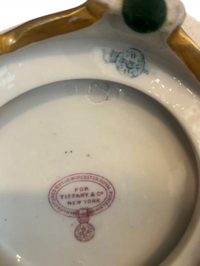 Royal Wocester porcelain vase centerpiece with floral and frog design