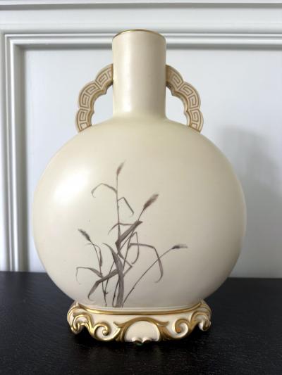 Royal Worcester Large Porcelain Moon Vase Charles Henry Clifford Baldwyn for Royal Worcester