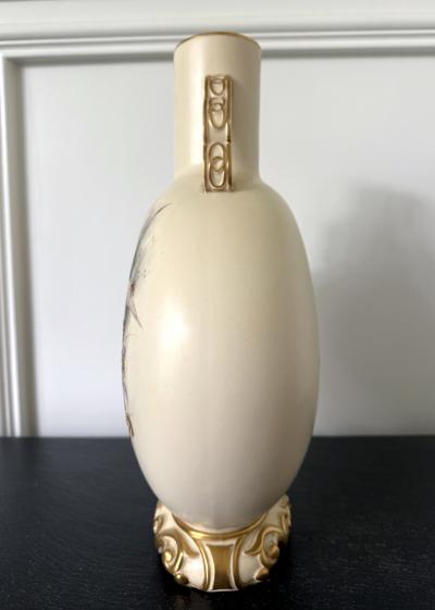 Royal Worcester Large Porcelain Moon Vase Charles Henry Clifford Baldwyn for Royal Worcester