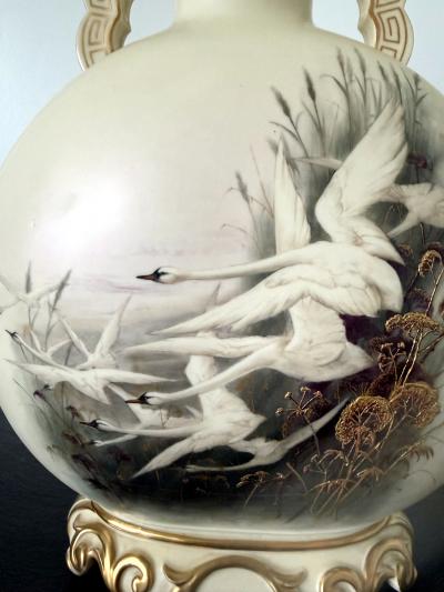 Royal Worcester Large Porcelain Moon Vase Charles Henry Clifford Baldwyn for Royal Worcester