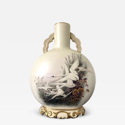 Royal Worcester Large Porcelain Moon Vase Charles Henry Clifford Baldwyn for Royal Worcester