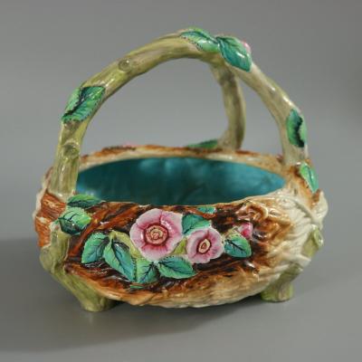Royal Worcester Majolica Floral Basket