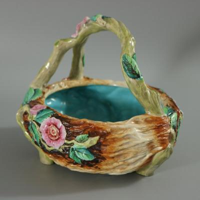 Royal Worcester Majolica Floral Basket