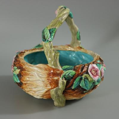 Royal Worcester Majolica Floral Basket